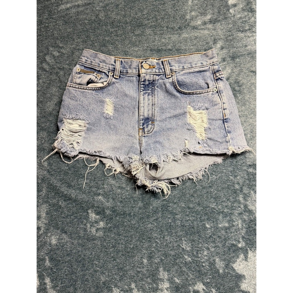 Calvin Klein Jeans Womens Light Wash Distressed Cut-off Denim Shorts Size 6